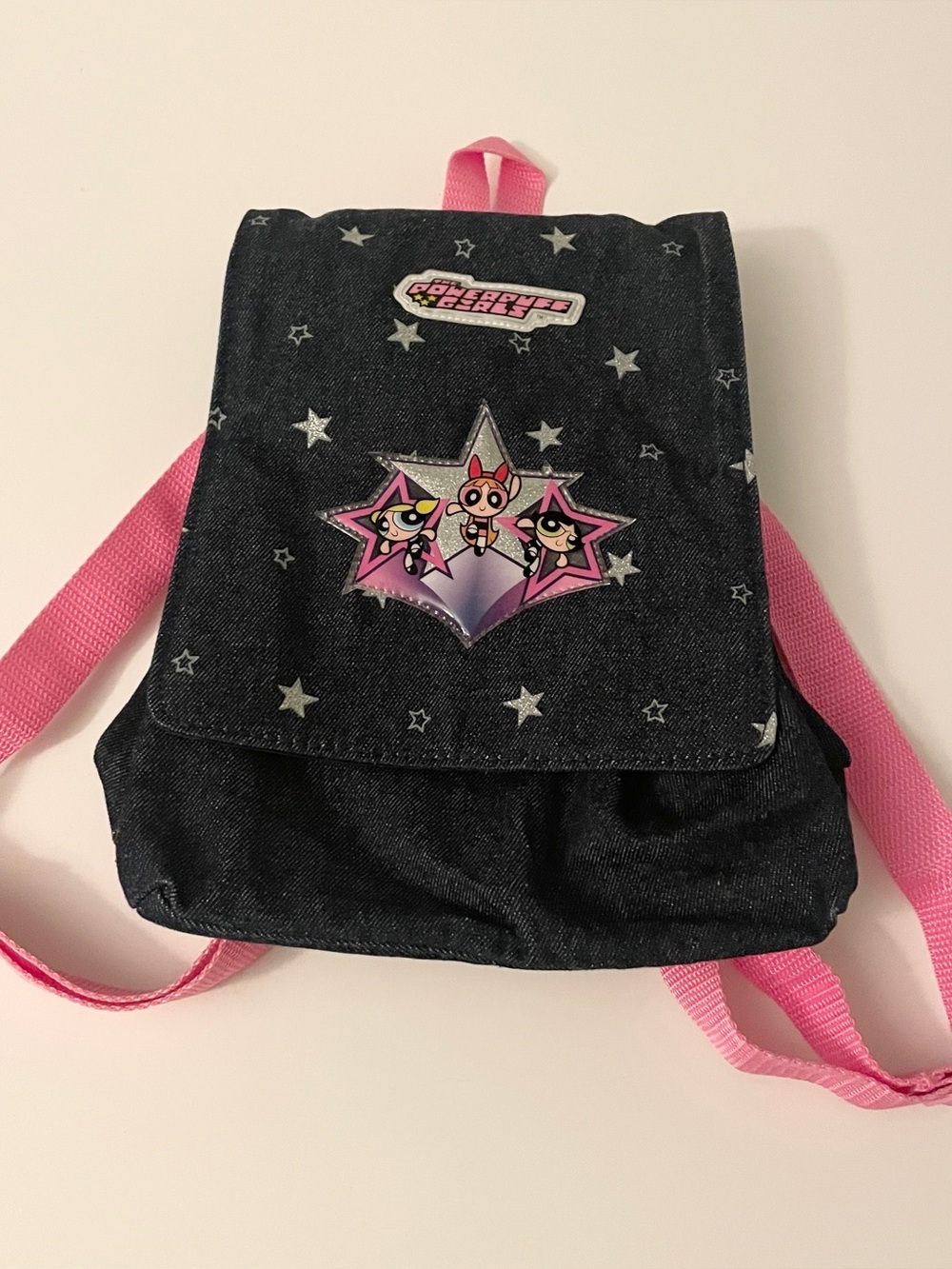 Vintage 2001 Powerpuff Girls Denim Mini Backpack Star Pink Bag